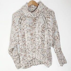 Moon & madison Women’s Confetti Cream Cowlneck Chenille  Cable Knit Sweater XS
